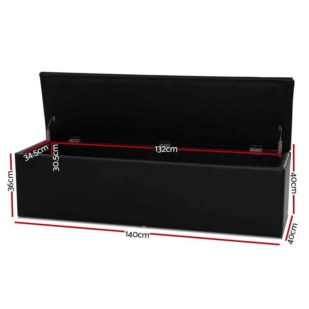 Artiss Storage Ottoman LARGE Leather - Black freeshipping - Awezingly