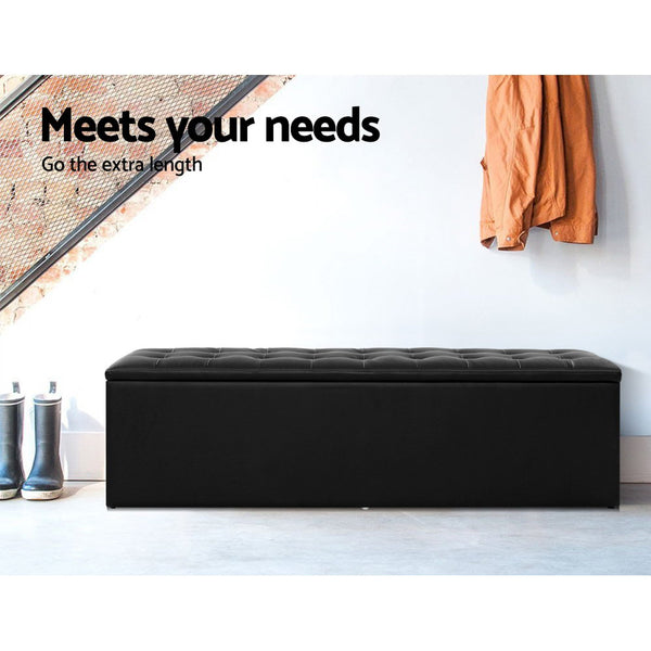 Artiss Storage Ottoman LARGE Leather - Black freeshipping - Awezingly