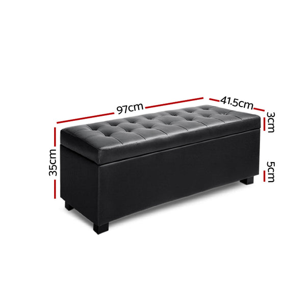 Artiss PU Leather Storage Ottoman - Black Artiss