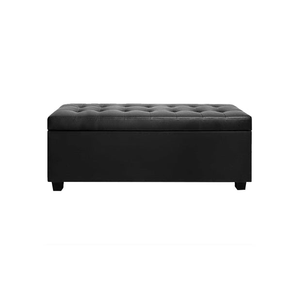 Artiss PU Leather Storage Ottoman - Black Artiss