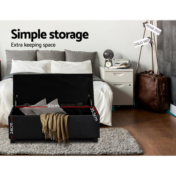 Artiss PU Leather Storage Ottoman - Black Artiss