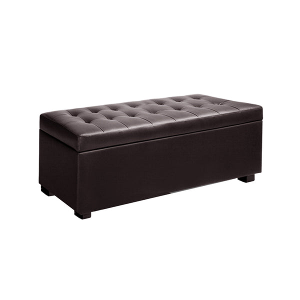 Artiss Storage Ottoman Blanket Box Footstool Leather Foot Stool Chest Toy Brown Artiss