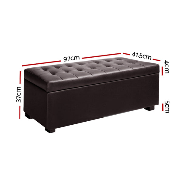 Artiss Storage Ottoman Blanket Box Footstool Leather Foot Stool Chest Toy Brown Artiss