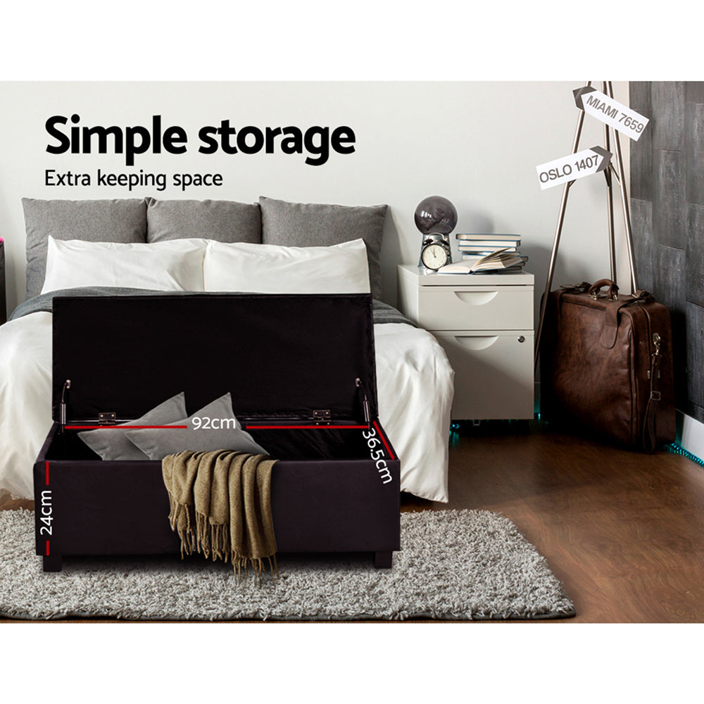 Artiss Storage Ottoman Blanket Box Footstool Leather Foot Stool Chest Toy Brown Artiss