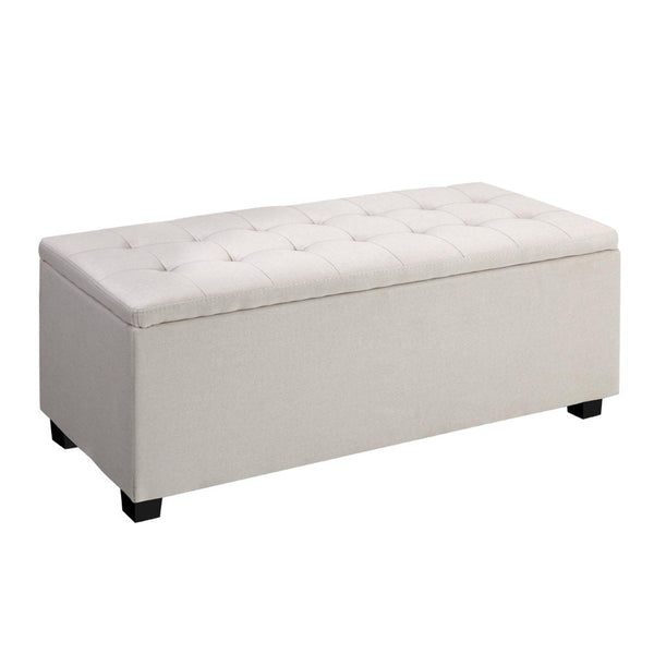 Artiss Large Fabric Storage Ottoman - Beige Artiss