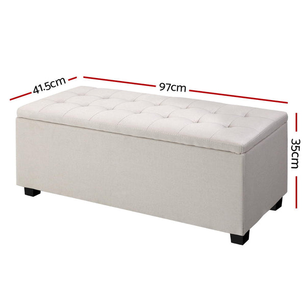 Artiss Large Fabric Storage Ottoman - Beige Artiss