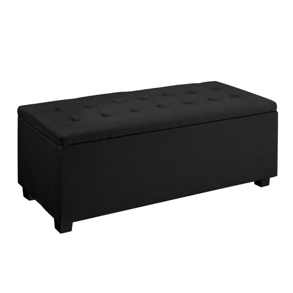 Artiss Storage Ottoman Blanket Box Black Fabric Footstool Chest Couch Seat Toy Artiss