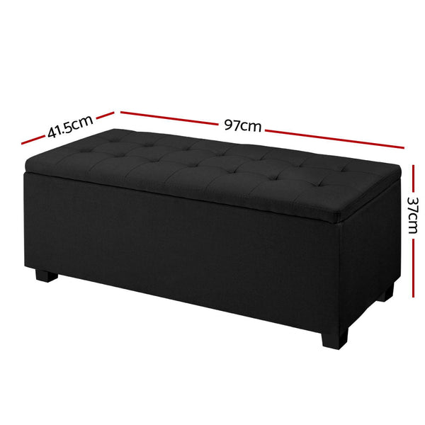 Artiss Storage Ottoman Blanket Box Black Fabric Footstool Chest Couch Seat Toy Artiss
