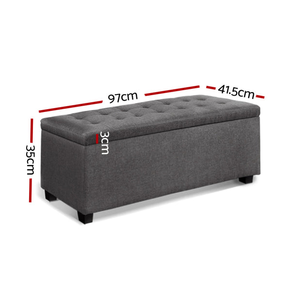 Artiss Large Fabric Storage Ottoman - Grey Artiss