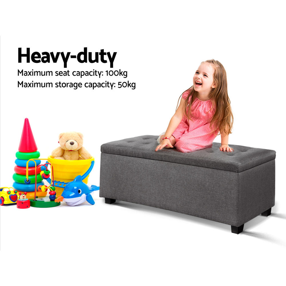 Artiss Large Fabric Storage Ottoman - Grey Artiss