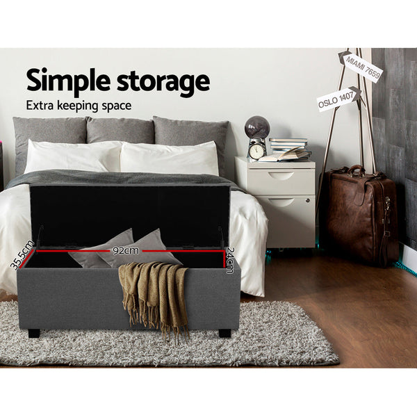 Artiss Large Fabric Storage Ottoman - Grey Artiss