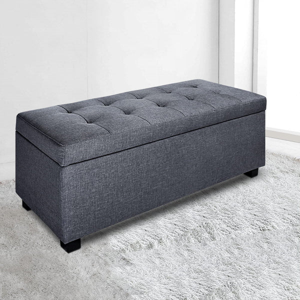 Artiss Large Fabric Storage Ottoman - Grey Artiss