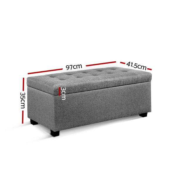 Artiss Large Fabric Storage Ottoman - Light Grey Artiss