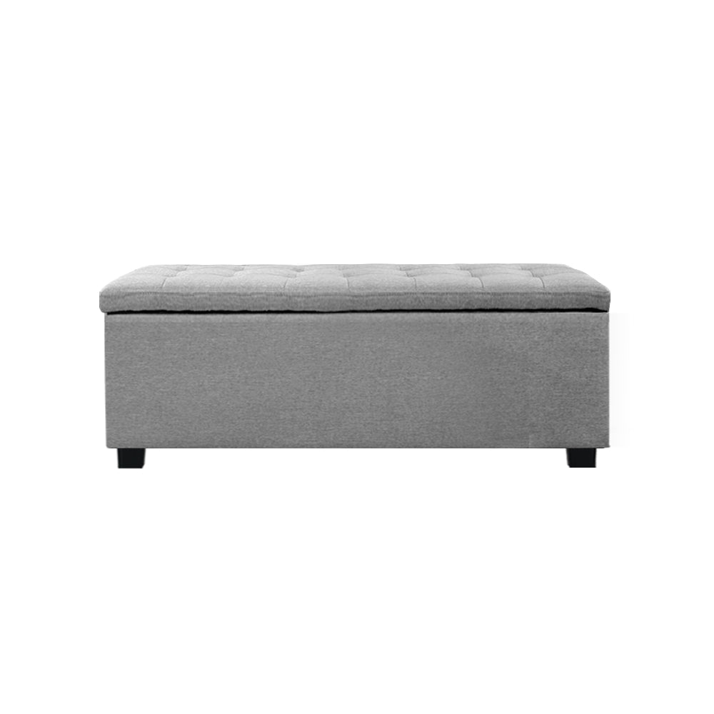 Artiss Large Fabric Storage Ottoman - Light Grey Artiss