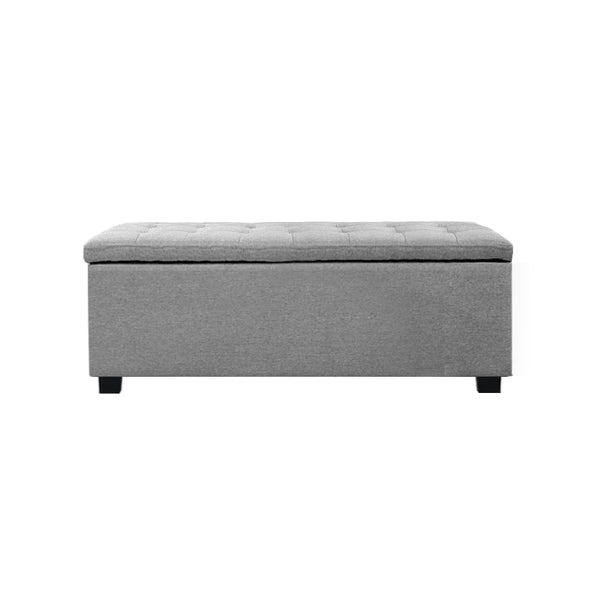 Artiss Large Fabric Storage Ottoman - Light Grey Artiss