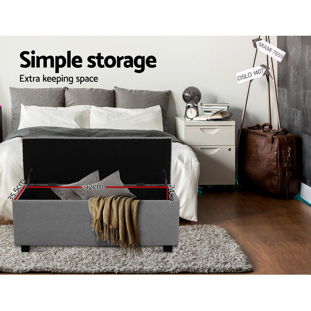 Artiss Large Fabric Storage Ottoman - Light Grey Artiss