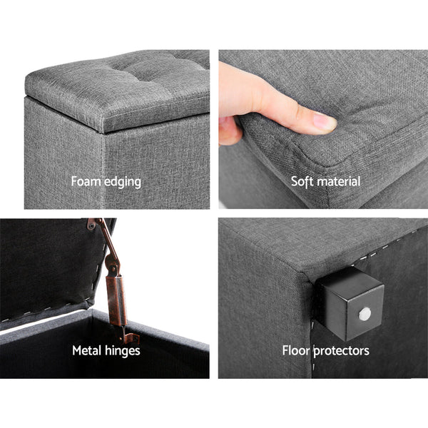 Artiss Large Fabric Storage Ottoman - Light Grey Artiss