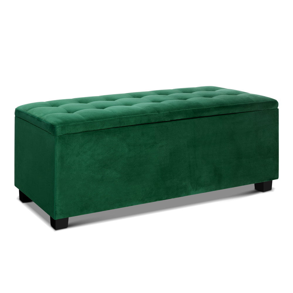 Artiss Storage Ottoman Blanket Box Velvet Footstool Rest Chest Couch Toy Green Artiss