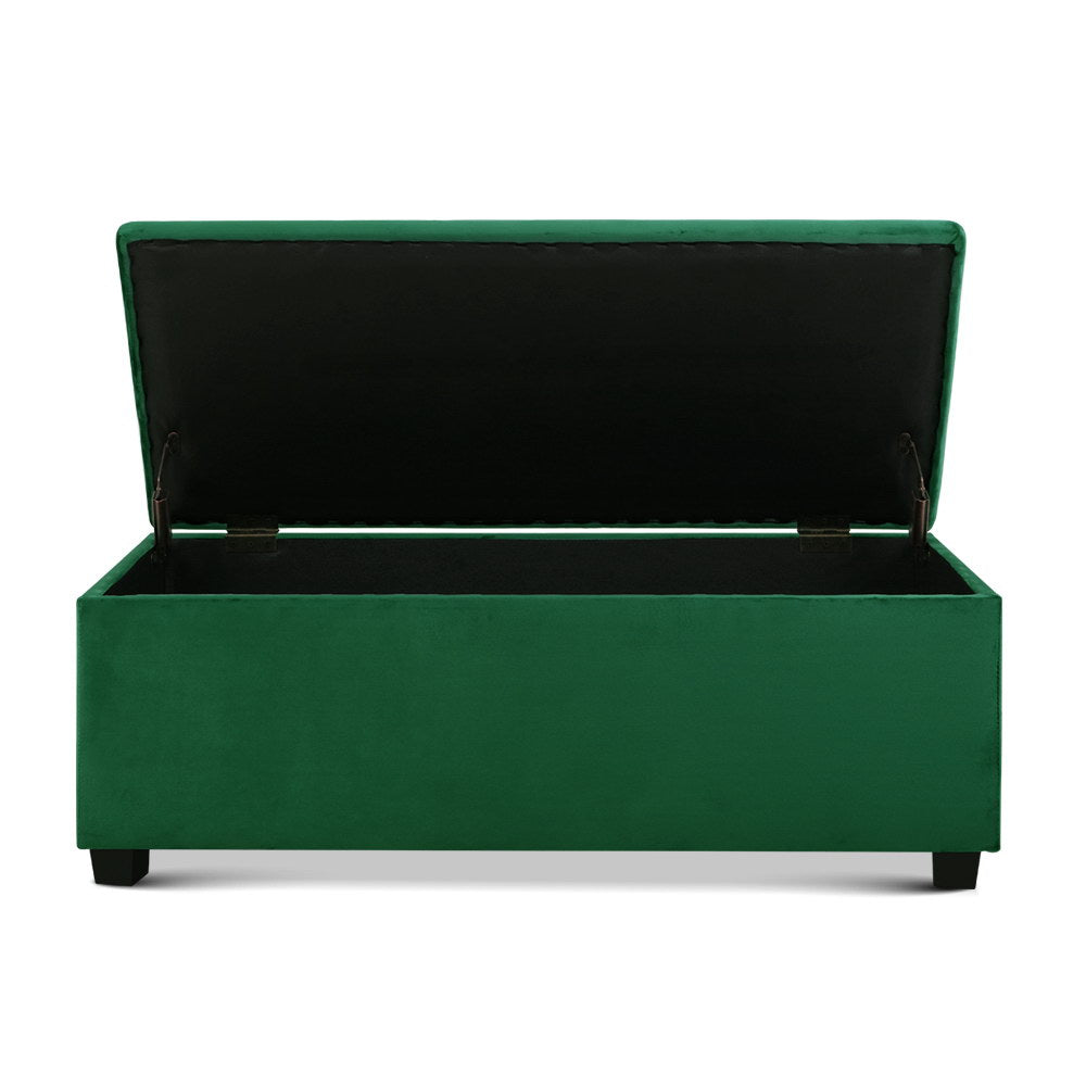 Artiss Storage Ottoman Blanket Box Velvet Footstool Rest Chest Couch Toy Green Artiss