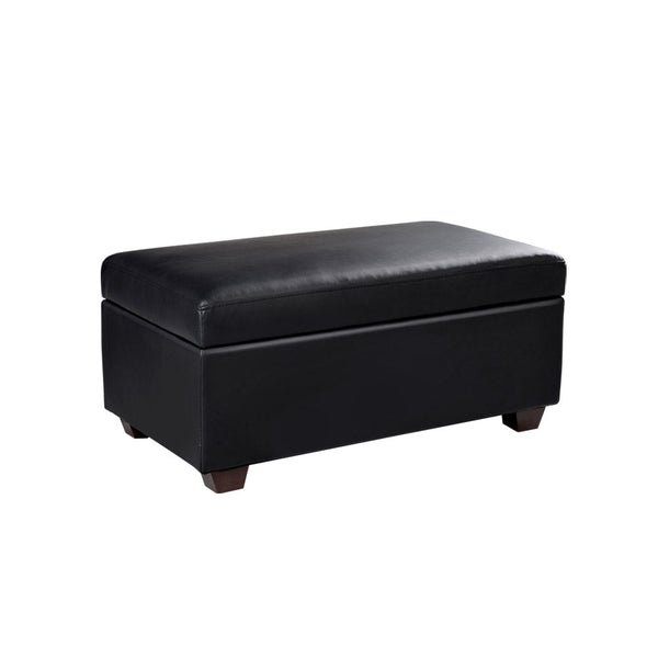Artiss Faux PU Leather Storage Ottoman - Black Artiss