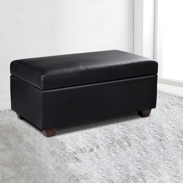 Artiss Faux PU Leather Storage Ottoman - Black Artiss