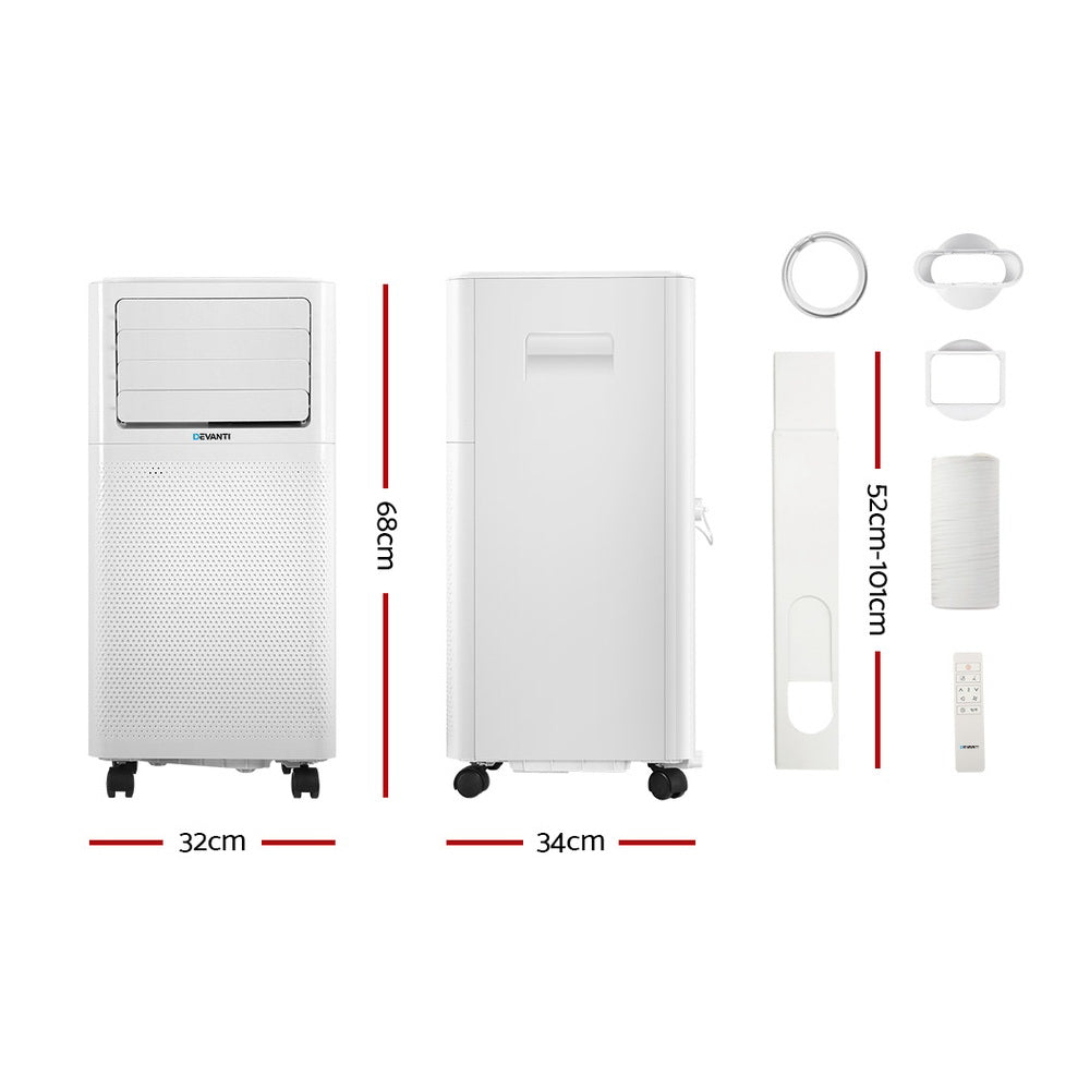 Devanti Portable Air Conditioner Cooling Mobile Fan Cooler Dehumidifier White 2000W freeshipping - Awezingly