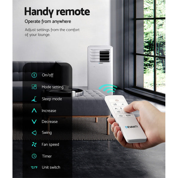 Devanti Portable Air Conditioner Cooling Mobile Fan Cooler Dehumidifier White 2000W freeshipping - Awezingly