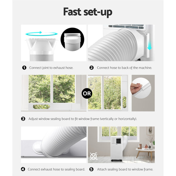 Devanti Portable Air Conditioner Cooling Mobile Fan Cooler Dehumidifier White 2000W freeshipping - Awezingly