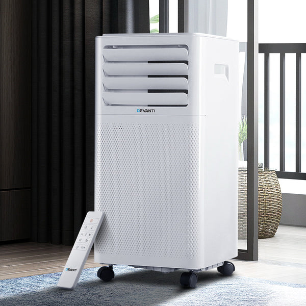 Devanti Portable Air Conditioner Cooling Mobile Fan Cooler Dehumidifier White 2000W freeshipping - Awezingly