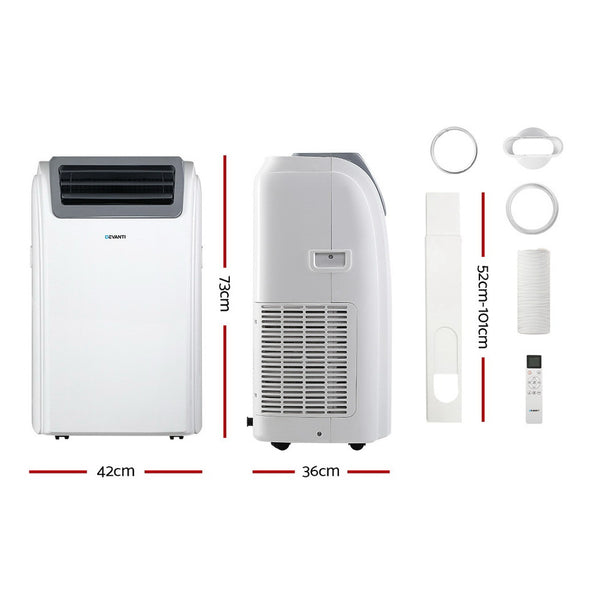 Devanti Portable Air Conditioner Cooling Mobile Fan Cooler Dehumidifier Window Kit White 3300W freeshipping - Awezingly