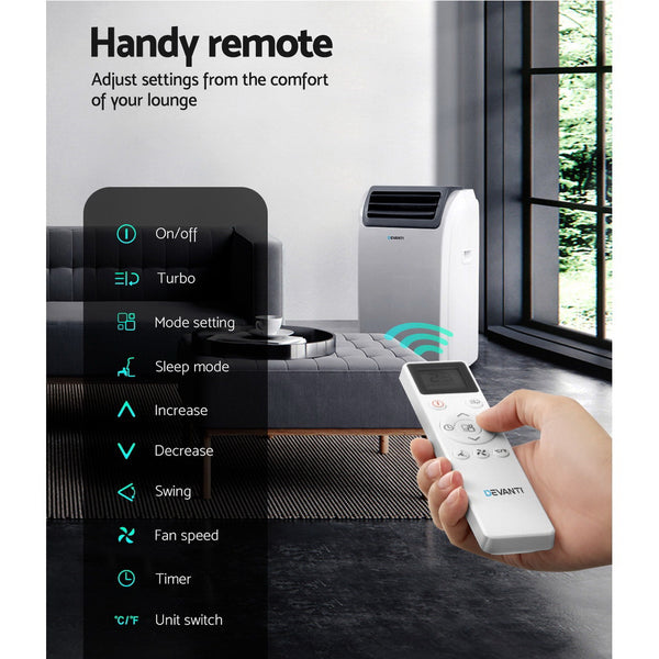 Devanti Portable Air Conditioner Cooling Mobile Fan Cooler Dehumidifier Window Kit White 3300W freeshipping - Awezingly