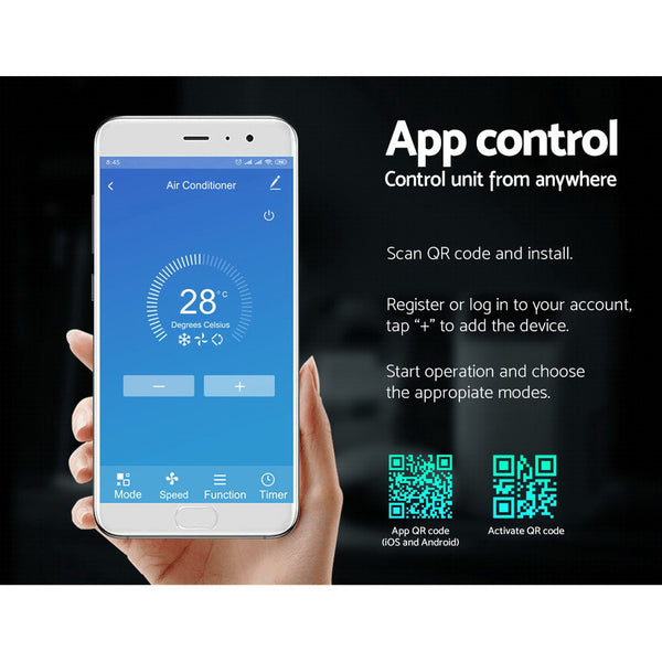 Devanti Portable Air Conditioner Cooling Mobile Fan Cooler Dehumidifier Window Kit White 3300W freeshipping - Awezingly