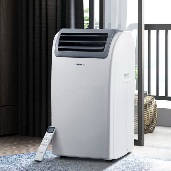 Devanti Portable Air Conditioner Cooling Mobile Fan Cooler Dehumidifier Window Kit White 3300W freeshipping - Awezingly