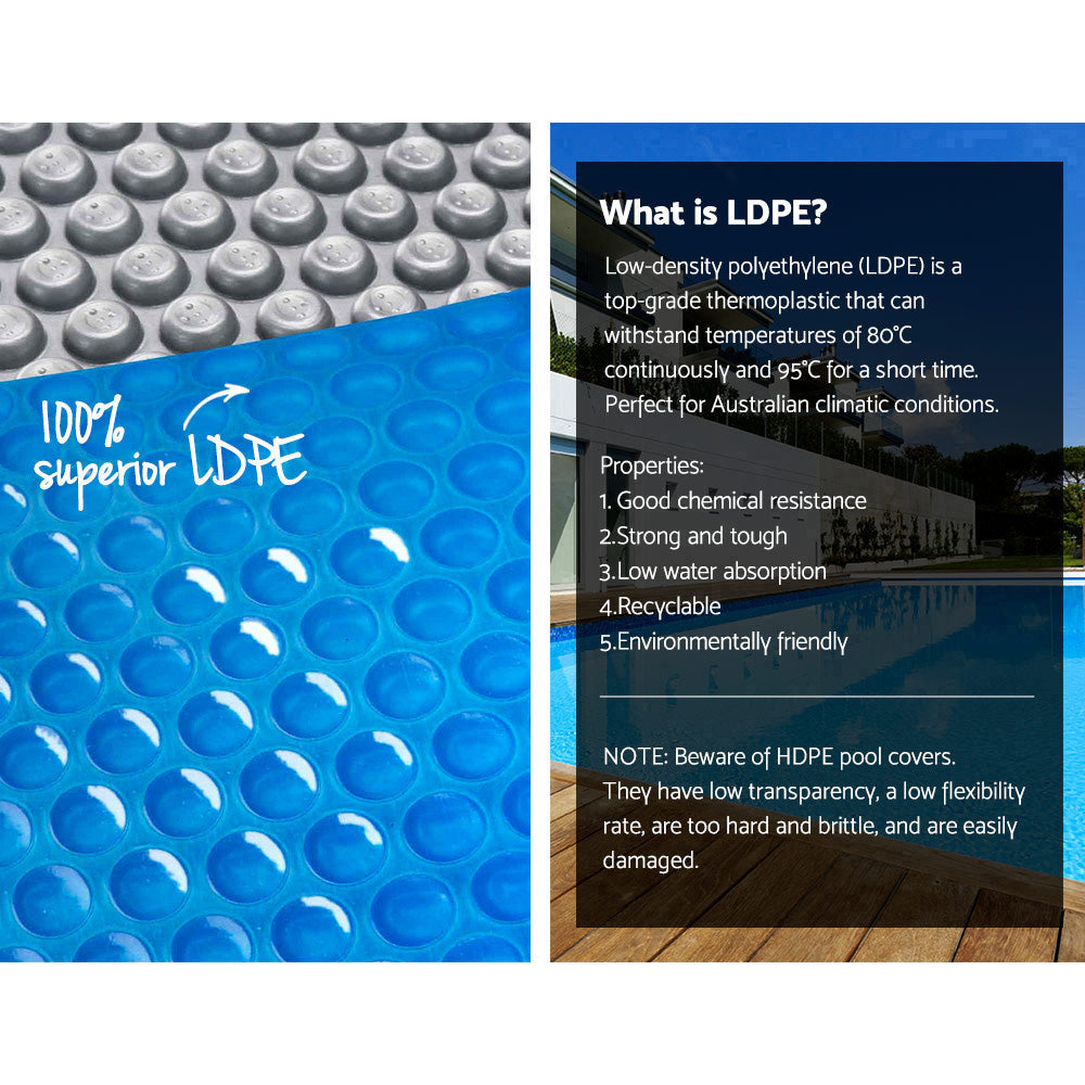Aquabuddy Pool Cover 11x6.2m 400 Micron Swimming Pool Solar Blanket Blue Silver Does not apply