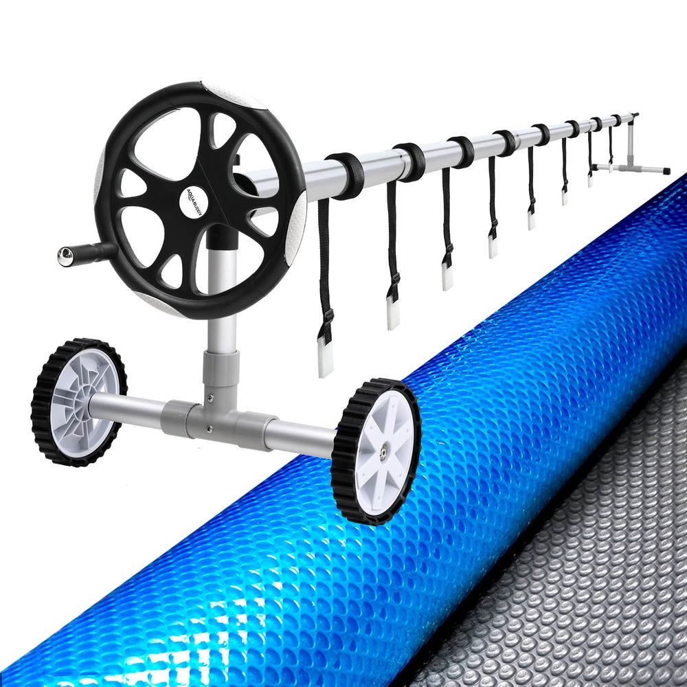 Aquabuddy Pool Cover 11x6.2m 400 Micron Silver Swimming Pool Solar Blanket 6.55m Roller Does not apply