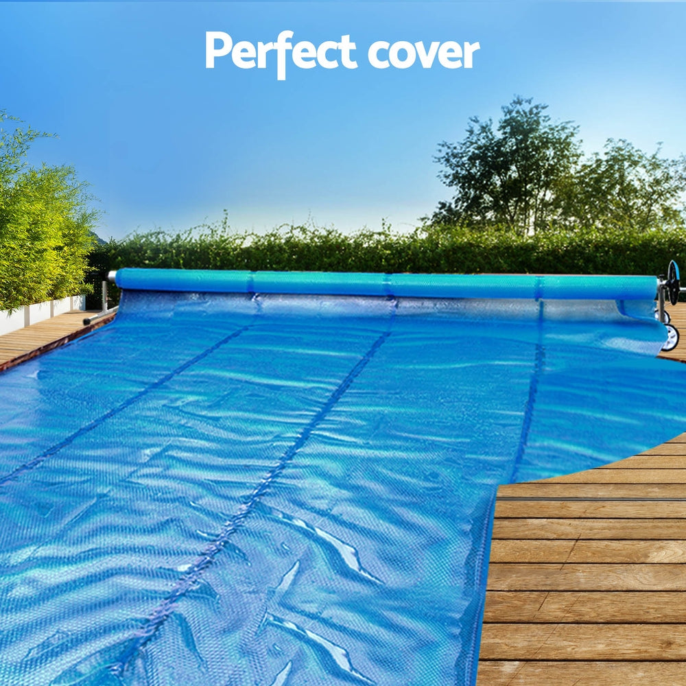 Aquabuddy Pool Cover 11x6.2m 400 Micron Silver Swimming Pool Solar Blanket 6.55m Roller Does not apply
