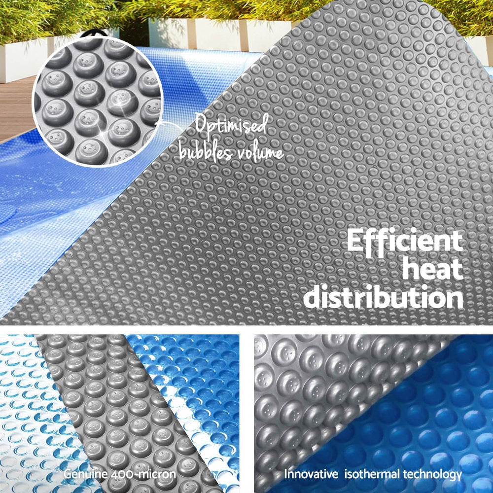 Aquabuddy Pool Cover 11x6.2m 400 Micron Silver Swimming Pool Solar Blanket 6.55m Roller Does not apply