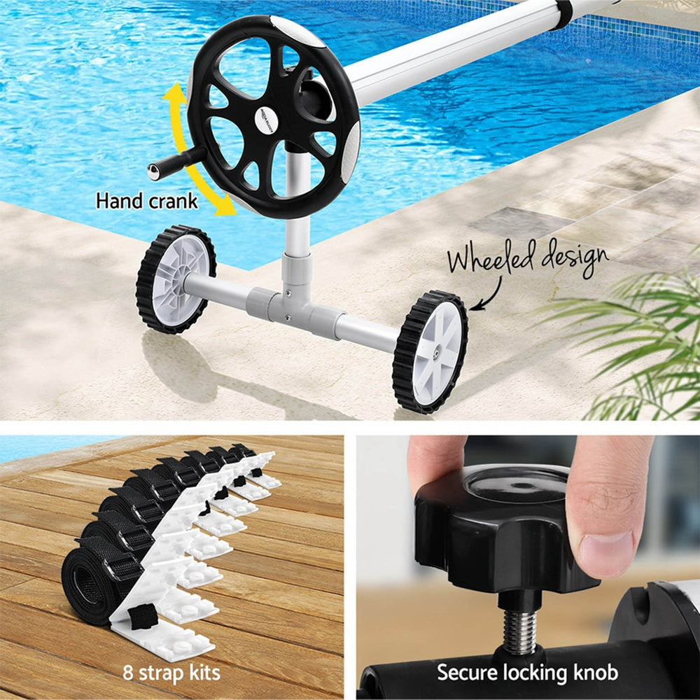 Aquabuddy Pool Cover 11x6.2m 400 Micron Silver Swimming Pool Solar Blanket 6.55m Roller Does not apply