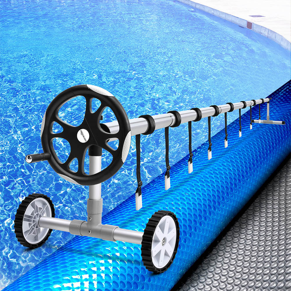 Aquabuddy Pool Cover 11x6.2m 400 Micron Silver Swimming Pool Solar Blanket 6.55m Roller Does not apply