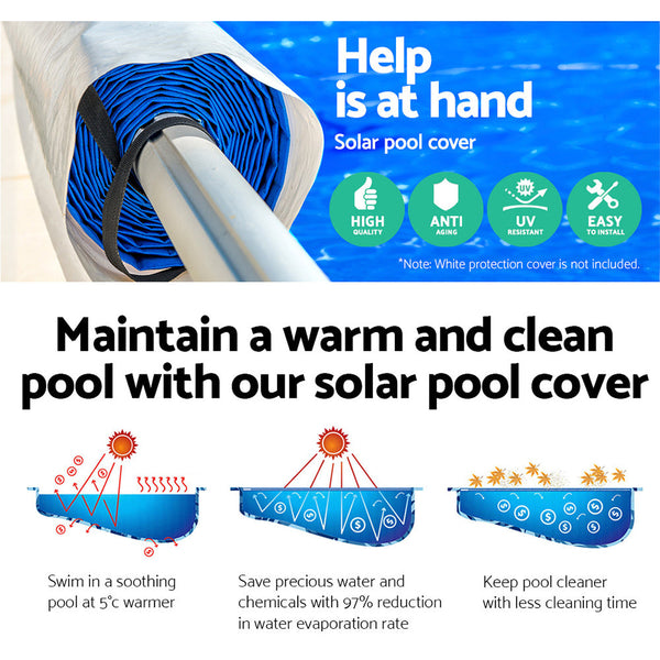 Aquabuddy Solar Swimming Pool Cover Blanket Bubble Roller Adjustable 8 X 4.2M Aquabuddy