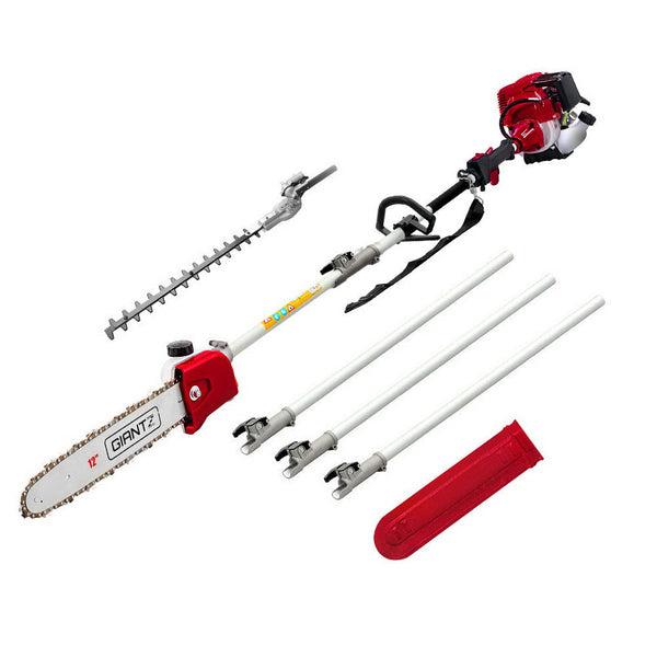 Giantz Pole Chainsaw 4 Stroke Petrol Hedge Trimmer Pruner Chain Saw Long Giantz