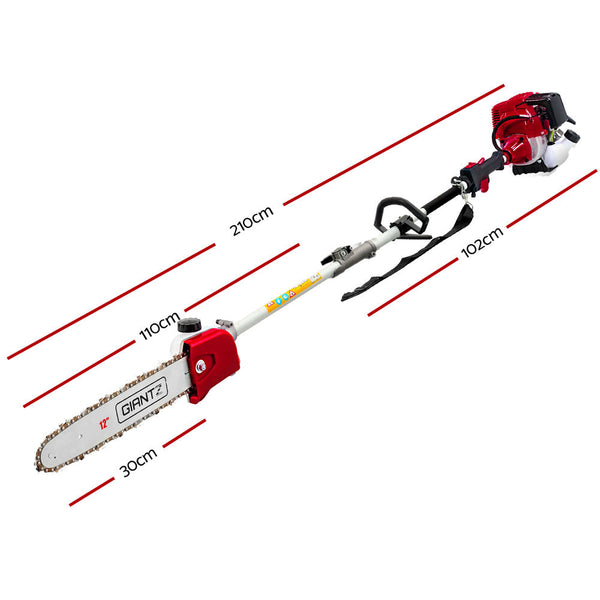 Giantz Pole Chainsaw 4 Stroke Petrol Hedge Trimmer Pruner Chain Saw Long Giantz