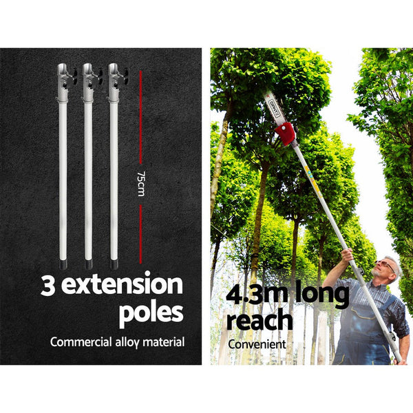 Giantz Pole Chainsaw 4 Stroke Petrol Hedge Trimmer Pruner Chain Saw Long Giantz