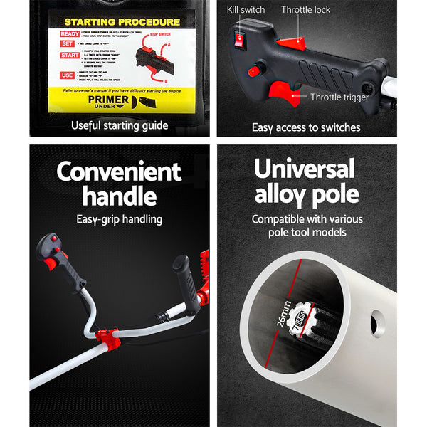 Giantz 62CC Pole Chainsaw Petrol 7 In 1 Brush Cutter Whipper Snipper Multi Tools freeshipping - Awezingly