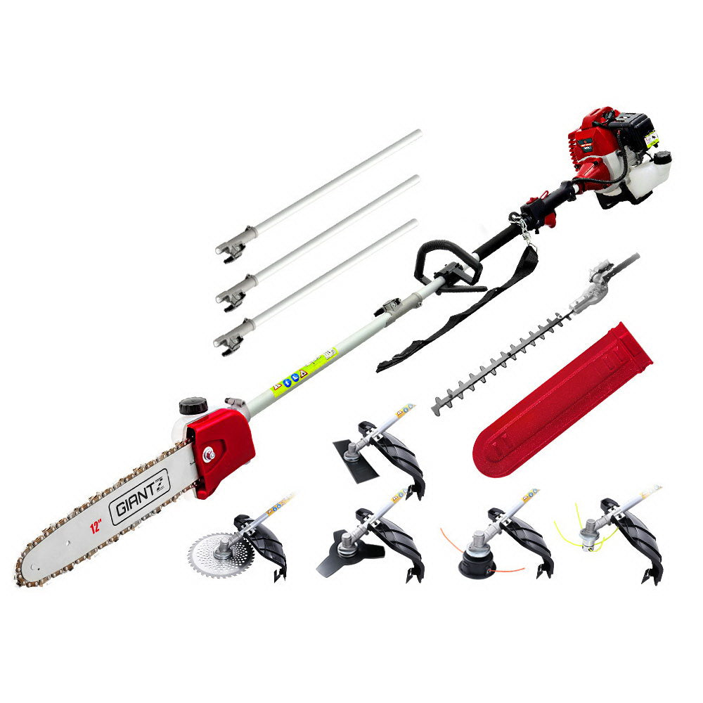 Giantz 62CC Petrol Pole Chainsaw Saw Brush Cutter Whipper Snipper Hedge Trimmer Giantz