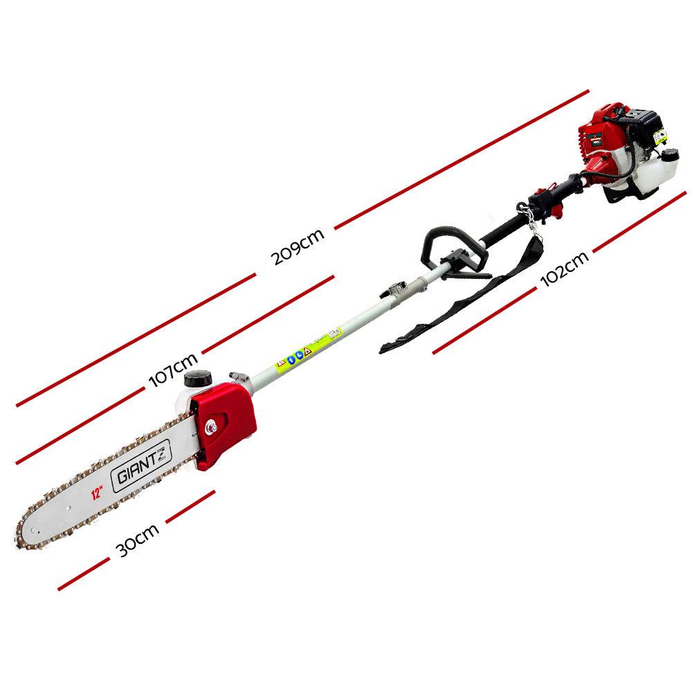 Giantz 62CC Petrol Pole Chainsaw Saw Brush Cutter Whipper Snipper Hedge Trimmer Giantz