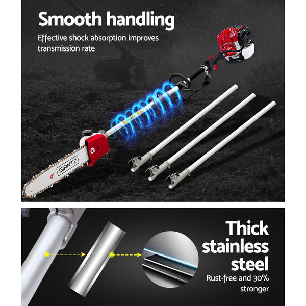 Gizantz 65CC Pole Chainsaw Hedge Trimmer Brush Cutter Whipper Snipper Multi Tool freeshipping - Awezingly