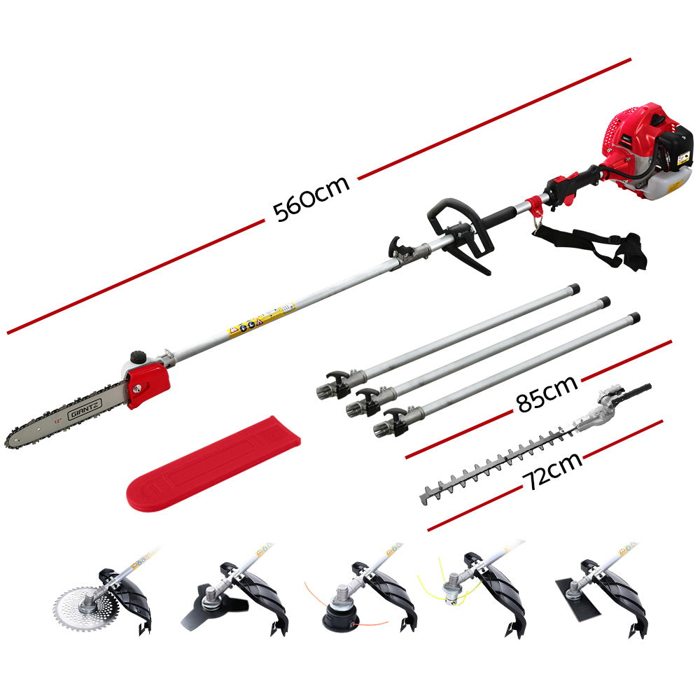 Giantz Petrol Pole Chainsaw Brush Cutter Whipper Grass Hedge Trimmer Pruner Giantz