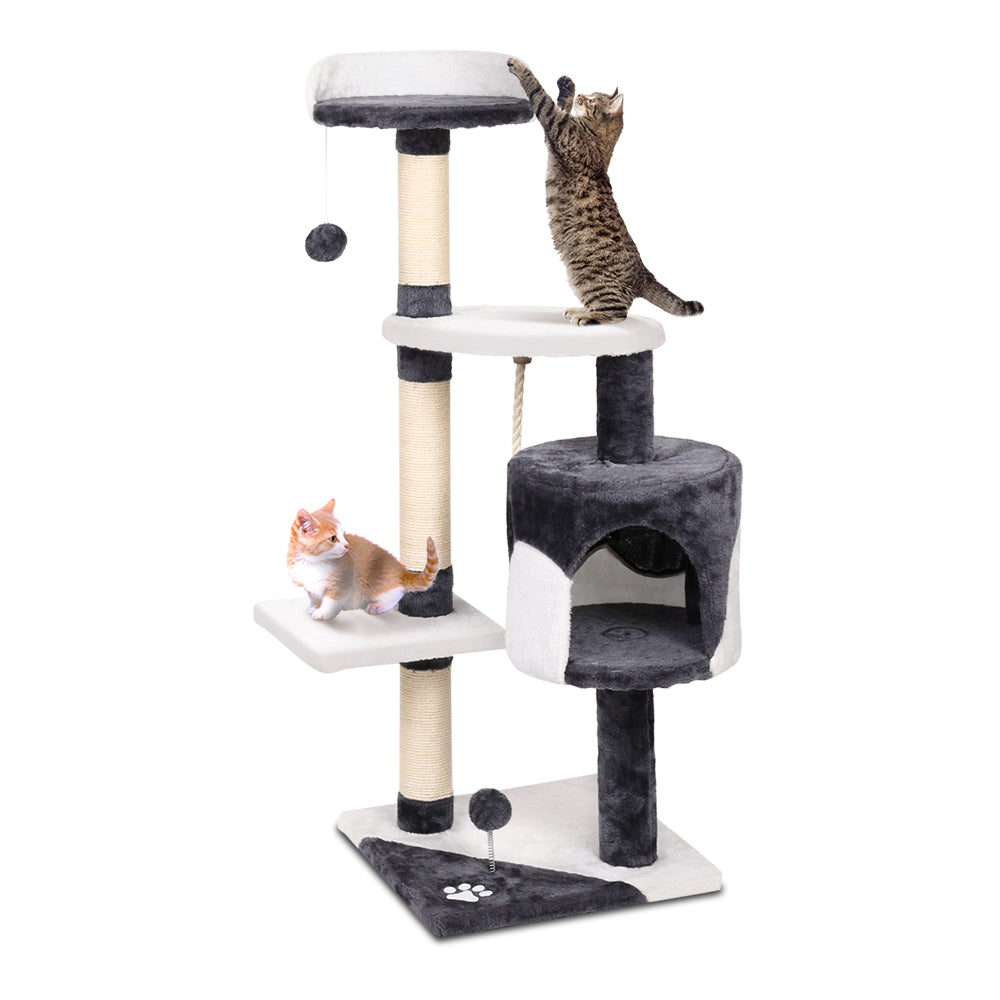 i.Pet Cat Tree 112cm Trees Scratching Post Scratcher Tower Condo House Furniture Wood freeshipping - Awezingly