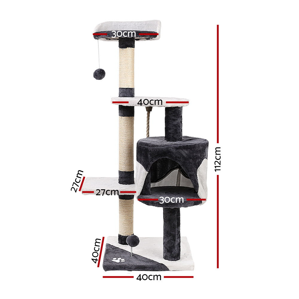 i.Pet Cat Tree 112cm Trees Scratching Post Scratcher Tower Condo House Furniture Wood freeshipping - Awezingly